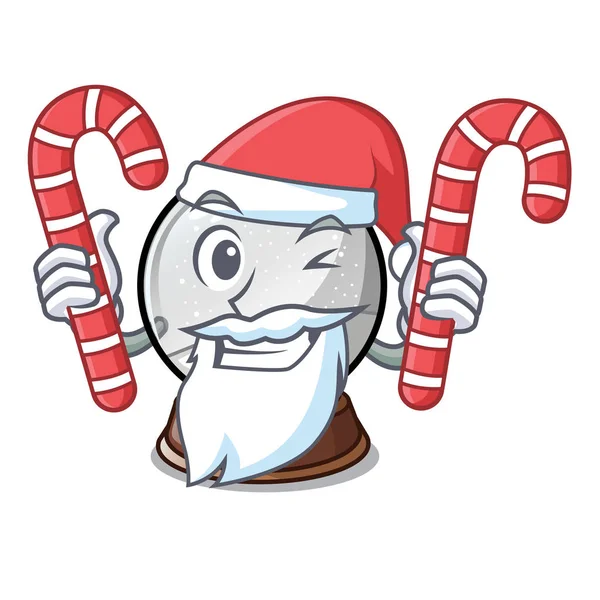 Santa Candy Christmas Snow Globe Ilustracji Wektorowych Kreskówka Kształt — Wektor stockowy