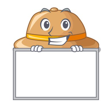 Maskot vektör illüstrasyon izole kurulu mantar şapka ile sırıtarak