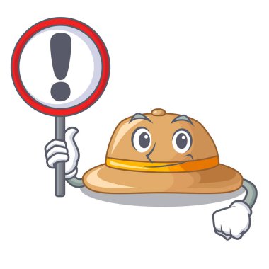 Maskot vektör illüstrasyon izole işareti mantar şapka ile