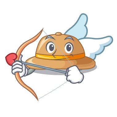 Aşk tanrısı mantar şapka maskot vektör illüstrasyon izole