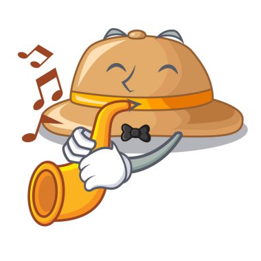 Tablo chacter vektör lllustration içinde yer alan trompet cork het ile