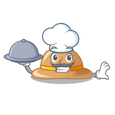 Şef yemek mantar het tablo chacter vektör lllustration içinde yer alan ile