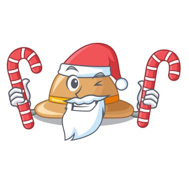 Santa şeker mantar şapka bir karikatür tarzı vecto resimde ile