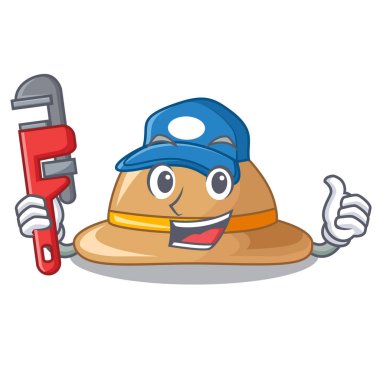 Tesisatçı mantar şapka bir karikatür tarzı vecto resimde