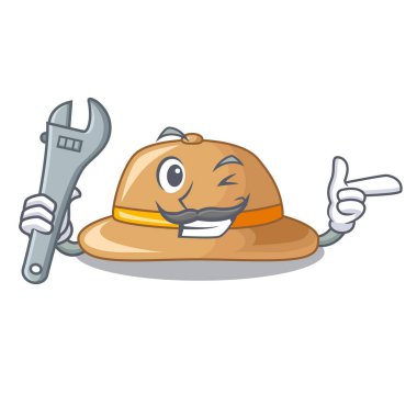 Mekanik mantar şapka bir karikatür tarzı vecto resimde