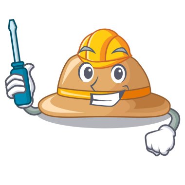 Bir karikatür tarzı vecto illüstrasyon Otomotiv mantar şapka