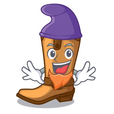 Elf kovboy çizmeli şekli çizgi film vektör çizim