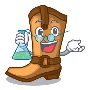 Profesör kovboy çizmeleri maskot vektör illüstrasyon izole