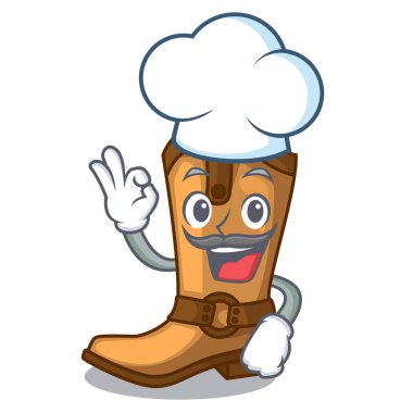 Şef kovboy çizmeleri maskot vektör illüstrasyon izole