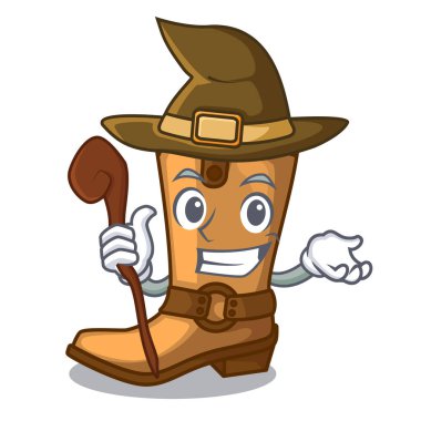 Cadı eski kovboy çizmeli şekil karakter vektör çizim