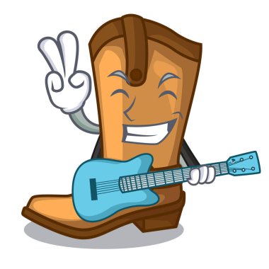 Gitar eski kovboy çizmeli ile şekil karakter vektör çizim