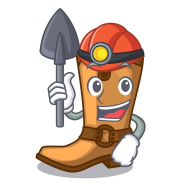 Madenci eski kovboy çizmeli şekil karakter vektör çizim