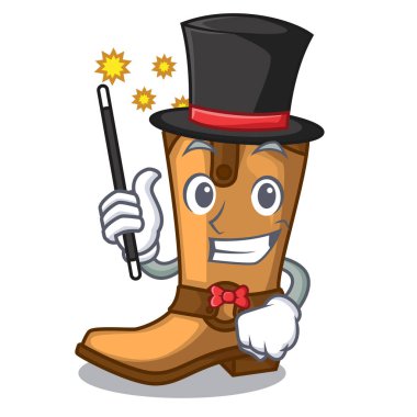 Sihirbaz deri kovboy çizmeleri şekil karikatür komik vektör çizim