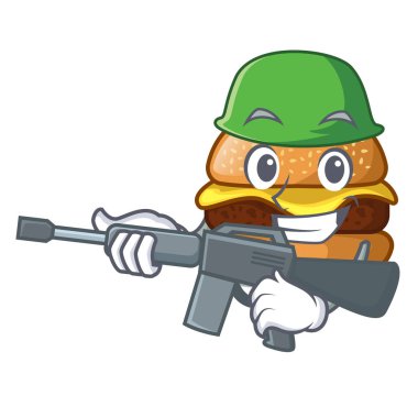 Ordu peynirli burger bir maskot vektör illüstrasyon izole