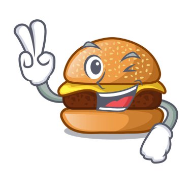 İki karakter tablo vektör çizim üzerinde peynir lezzetli burger parmak