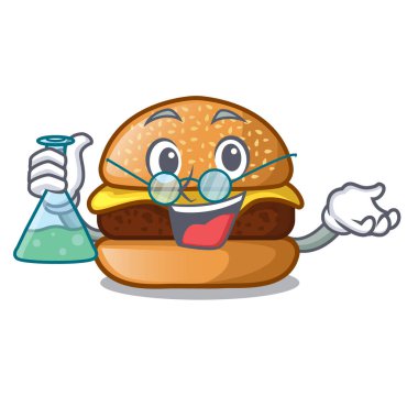 Profesör peynir lezzetli burger karakter tablo vektör çizim