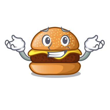 Karakter tablo vektör çizim sırıtan peynir lezzetli burger
