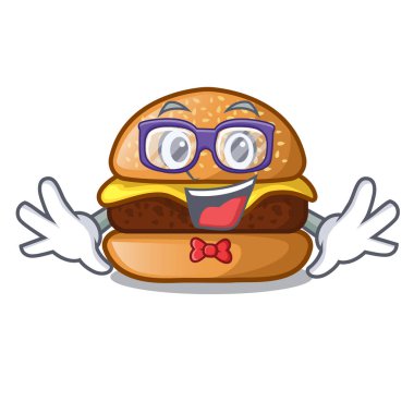 Geek peynir lezzetli burger karakter tablo vektör çizim