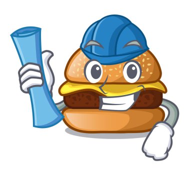 Mimar peynir lezzetli burger karakter tablo vektör çizim