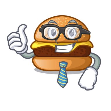 İşadamı peynir lezzetli burger karakter tablo vektör çizim