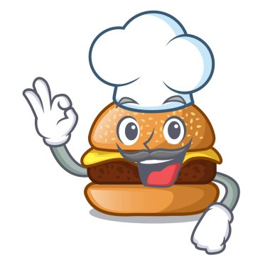 Şef peynir lezzetli burger karakter tablo vektör çizim