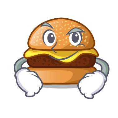 Karakter tablo vektör çizim Smirking peynir lezzetli burger
