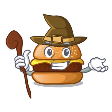 Cadı peynirli burger plaka karikatür vektör çizim üzerinde bulunan