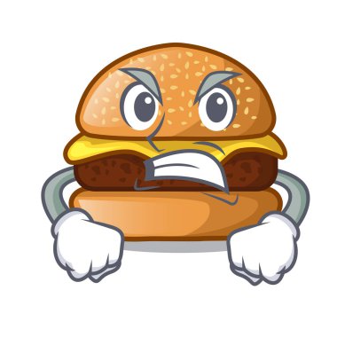 Plaka karikatür vektör çizim üzerinde bulunan kızgın peynirli burger
