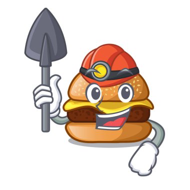 Plaka karikatür vektör çizim üzerinde bulunan madenci peynirli burger