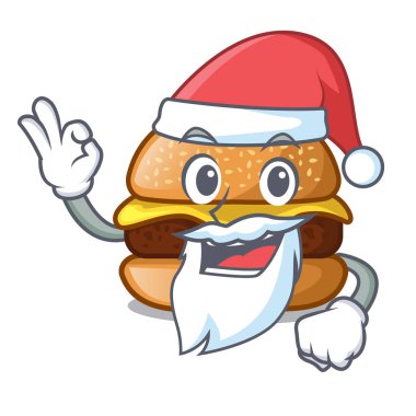 Santa hamburger karikatür peynir toping vektör çizim ile