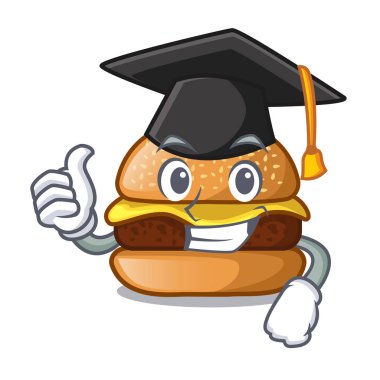 Mezuniyet peynir lezzetli burger karakter tablo vektör çizim