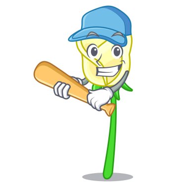 Şeklin çizgi film vektör çizim içinde iskambil beyzbol beyaz gül