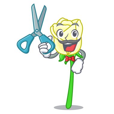 Beyaz gül şekli çizgi film vektör çizim berber