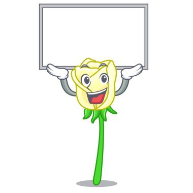 Tahtayı şekli çizgi film vektör çizim içinde beyaz gül