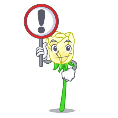 İşareti ile şekil karikatür vektör çizim içinde beyaz gül