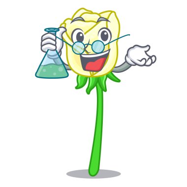 Maskot vektör illüstrasyon izole Profesör beyaz gül