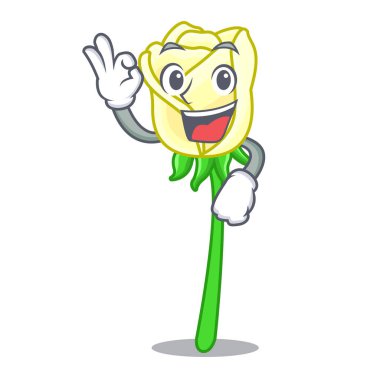 Maskot vektör illüstrasyon izole Tamam beyaz gül