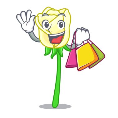 Beyaz gül maskot vektör illüstrasyon izole alışveriş