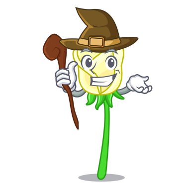 Üzerinde karakter tablo vektör çizim cadı beyaz gül