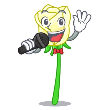 Üzerinde karakter tablo vektör çizim şarkı beyaz gül