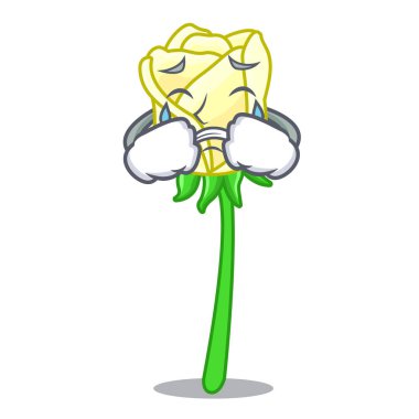 Beyaz ağlayan gül üzerinde karakter tablo vektör çizim