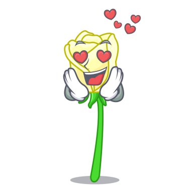 Aşık üzerinde karakter tablo vektör çizim beyaz gül