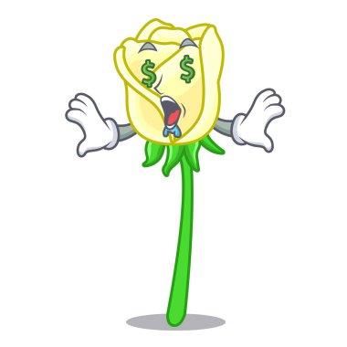 Para göz güzel beyaz çizgi film vektör çizim üzerinde gül