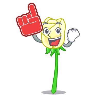 Köpük parmak karikatür vektör çizim üzerinde beyaz gül güzel