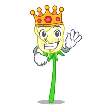 Çizgi film vektör çizim üzerinde kral güzel beyaz gül