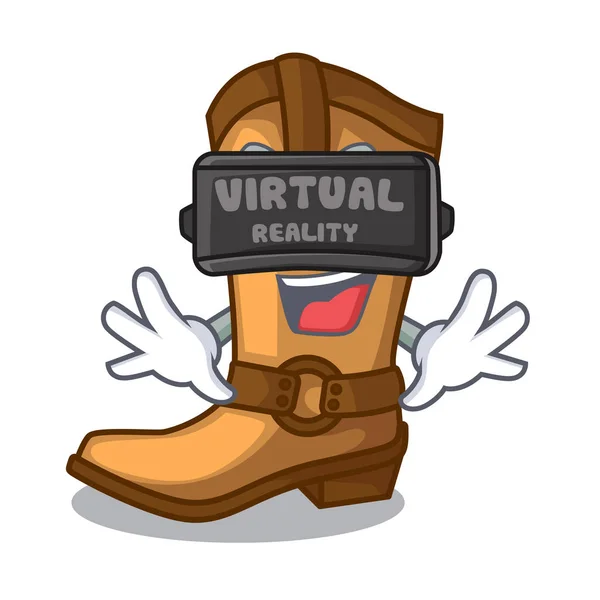 Realtà Virtuale Vecchi Stivali Cowboy Forma Personaggio Vettoriale Illustrazione — Vettoriale Stock
