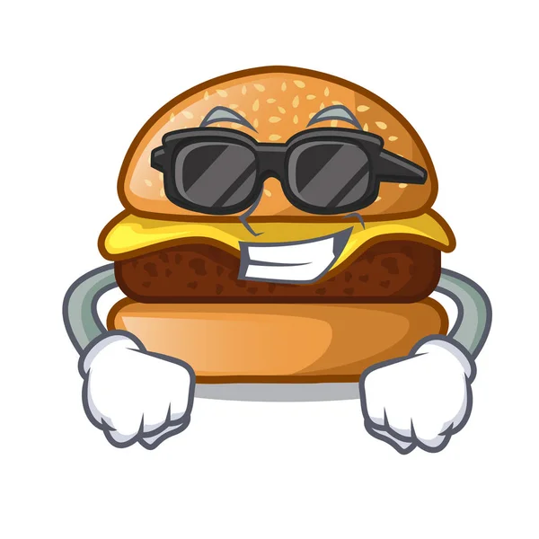 キャラ表ベクトル イラストのスーパー Coolcheese おいしいハンバーガー — ストックベクタ