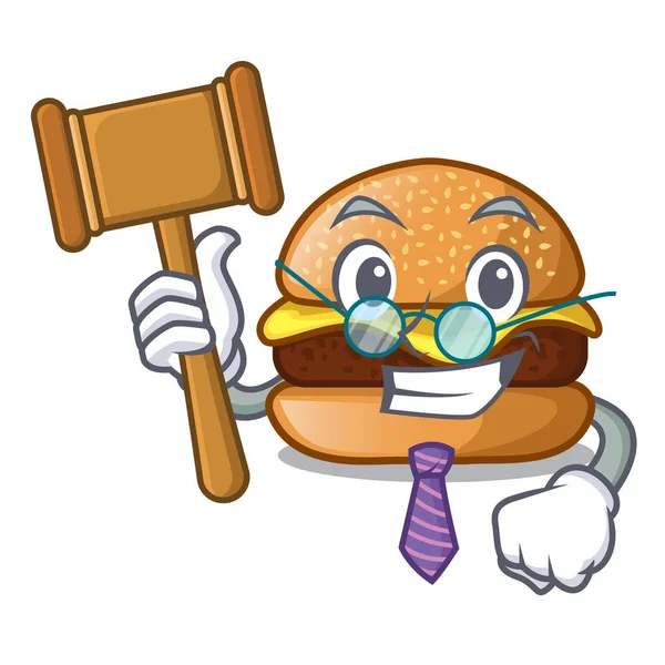 Giudice Hamburger Con Cartone Animato Formaggio Toping Vettoriale Illustrazione — Vettoriale Stock