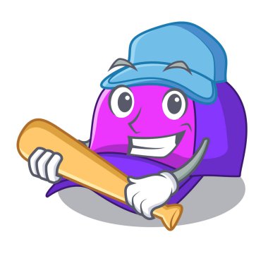 Beyzbol kap şekil oynayarak bir karikatür vektör çizim