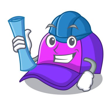 Mimar izole kap içinde bir maskot vektör çizim